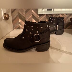 Harley-Davidson Black Combat Boots with Silver Accents